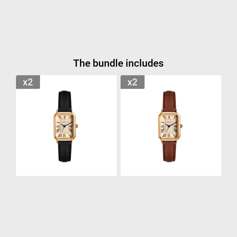 Women's Square Roman Numeral Watch Leather Band Vintage Style Quartz Watch