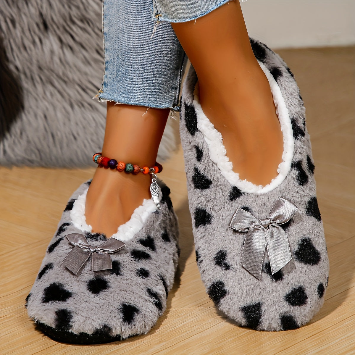 Women's Plush Fleece Indoor House Slippers Non-Slip Breathable Casual Pair