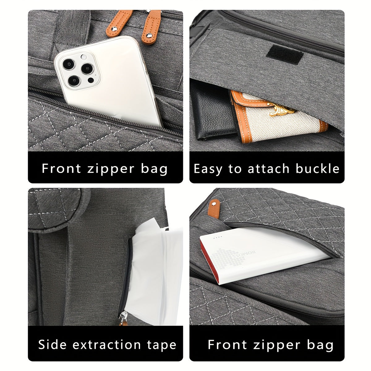 Mom Backpack Diaper Bag Large Capacity Multiple Compartments for Diapers and Bottles