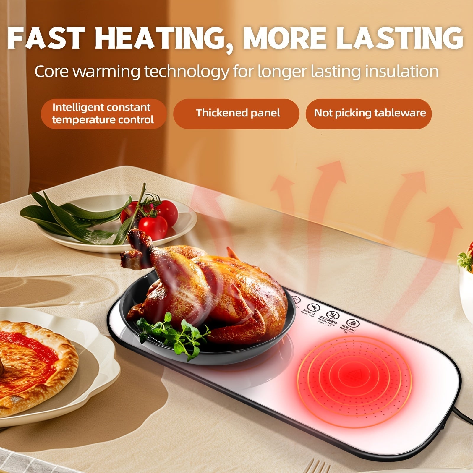 2 Pack Food Warmer with Electric Warming Tray and Graphene Heating Film for Fast Heating