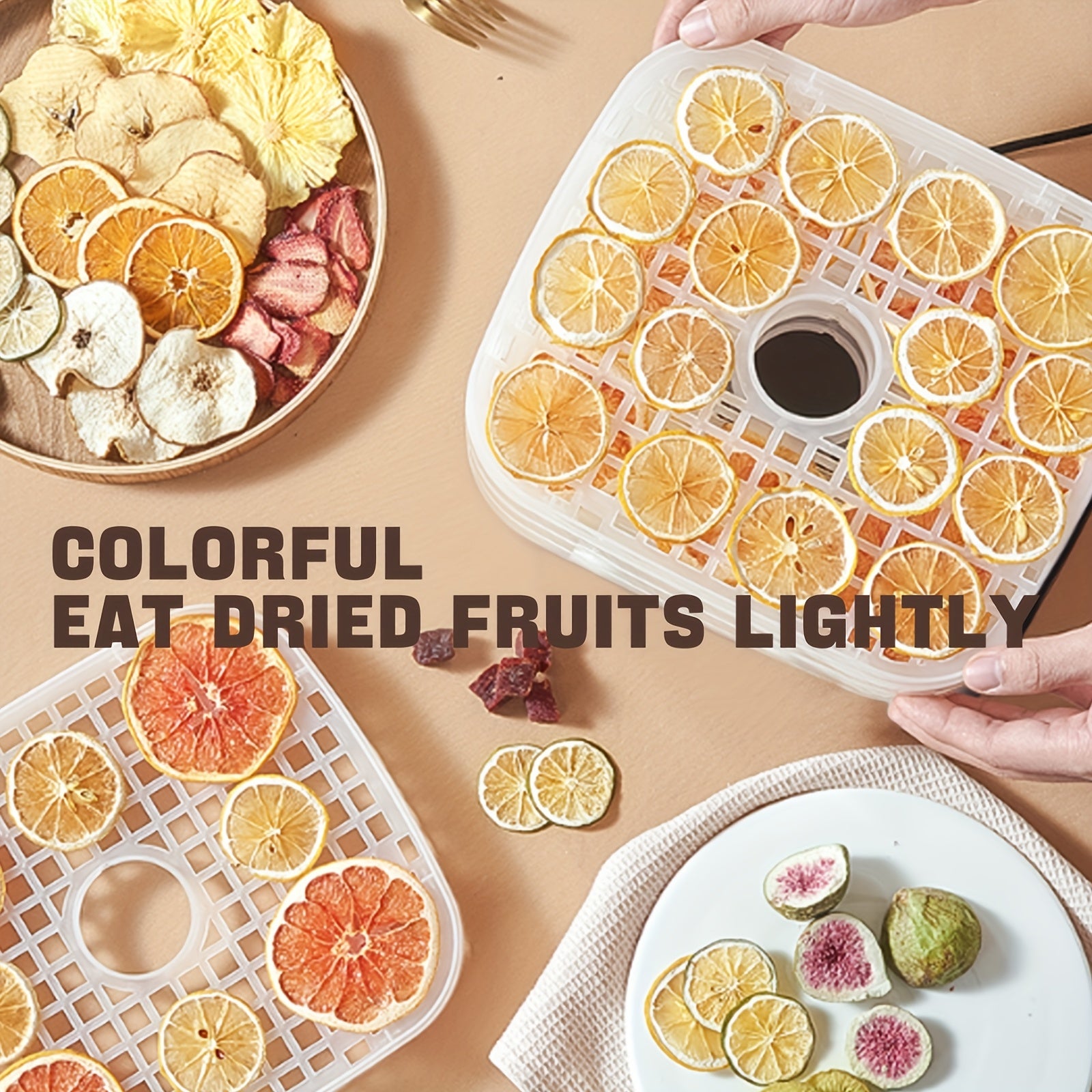 3-Tier Food Dehydrator White Easy-to-Use Round Fruit Vegetable Drying Machine for Jerky Leather Snacks