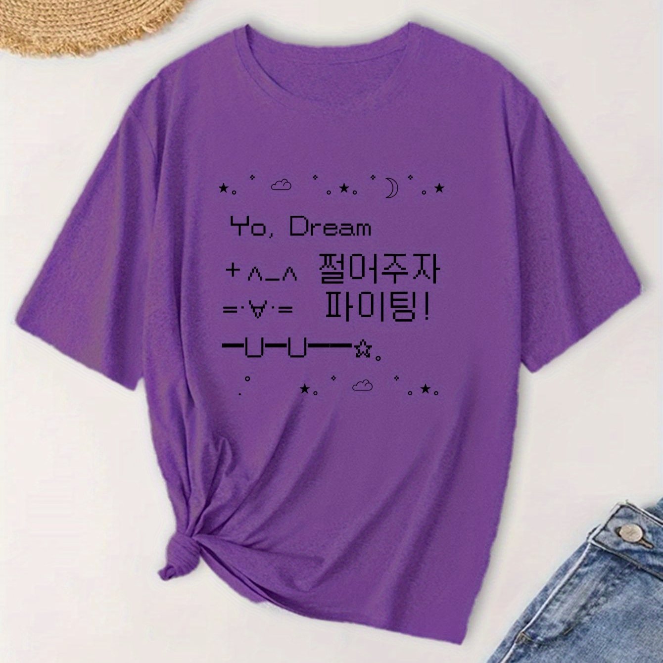 Women's Large Size T-Shirt Breathable Polyester Graphic Tee Short Sleeve