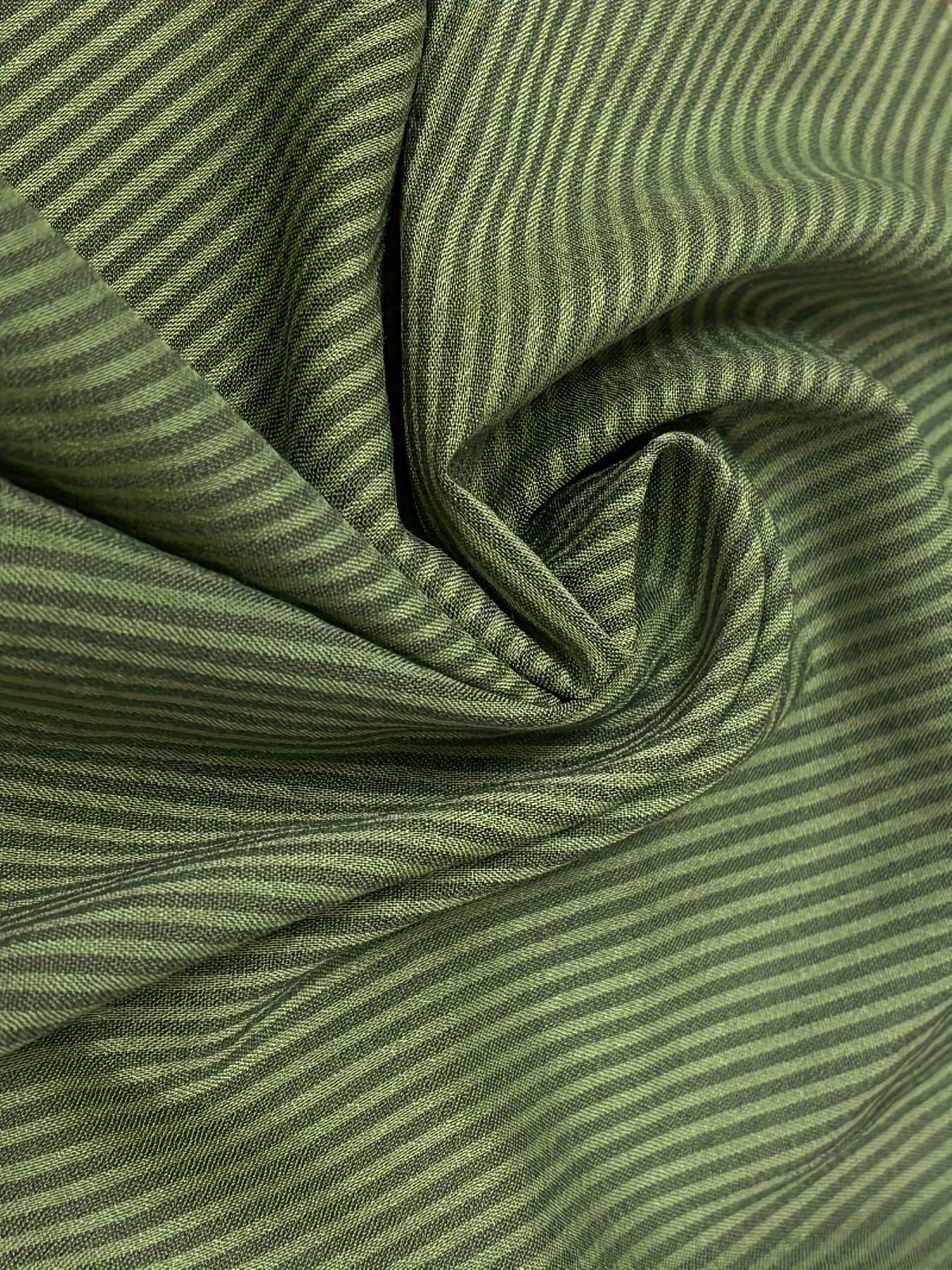 Women's Green Striped Long Sleeve Shirt with Button Detail Casual Chic Polyester