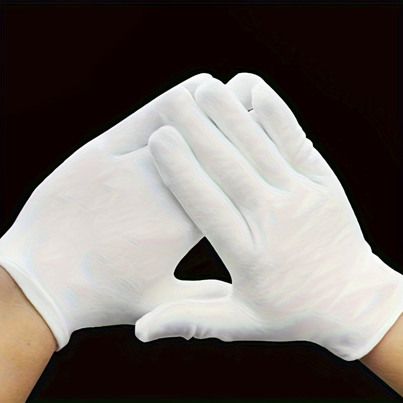 White Cotton Gloves 5 Pairs Breathable Stretchable for Cleaning Gardening Jewelry Spa