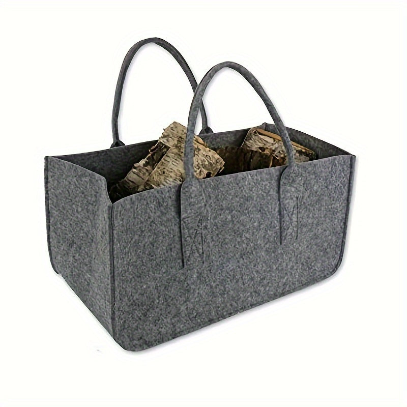Sturdy Firewood Tote Bag with Black Handles, Spacious, Indoor and Outdoor Use
