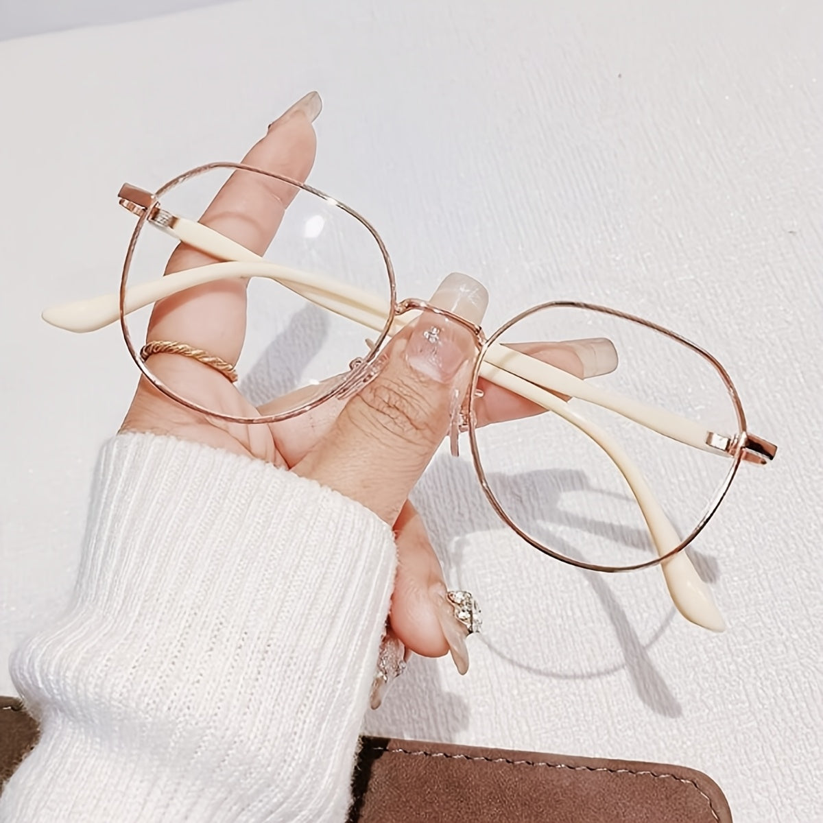 Round Glasses for Men Women Blue Light Protection Milk Coffee PC Frame Elegant Design