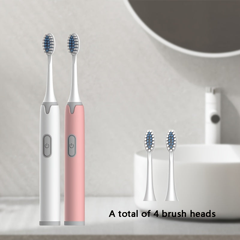 Set de cepillos de dientes eléctricos para parejas, cabezal ultramicro suave, IPX7, alimentado por batería