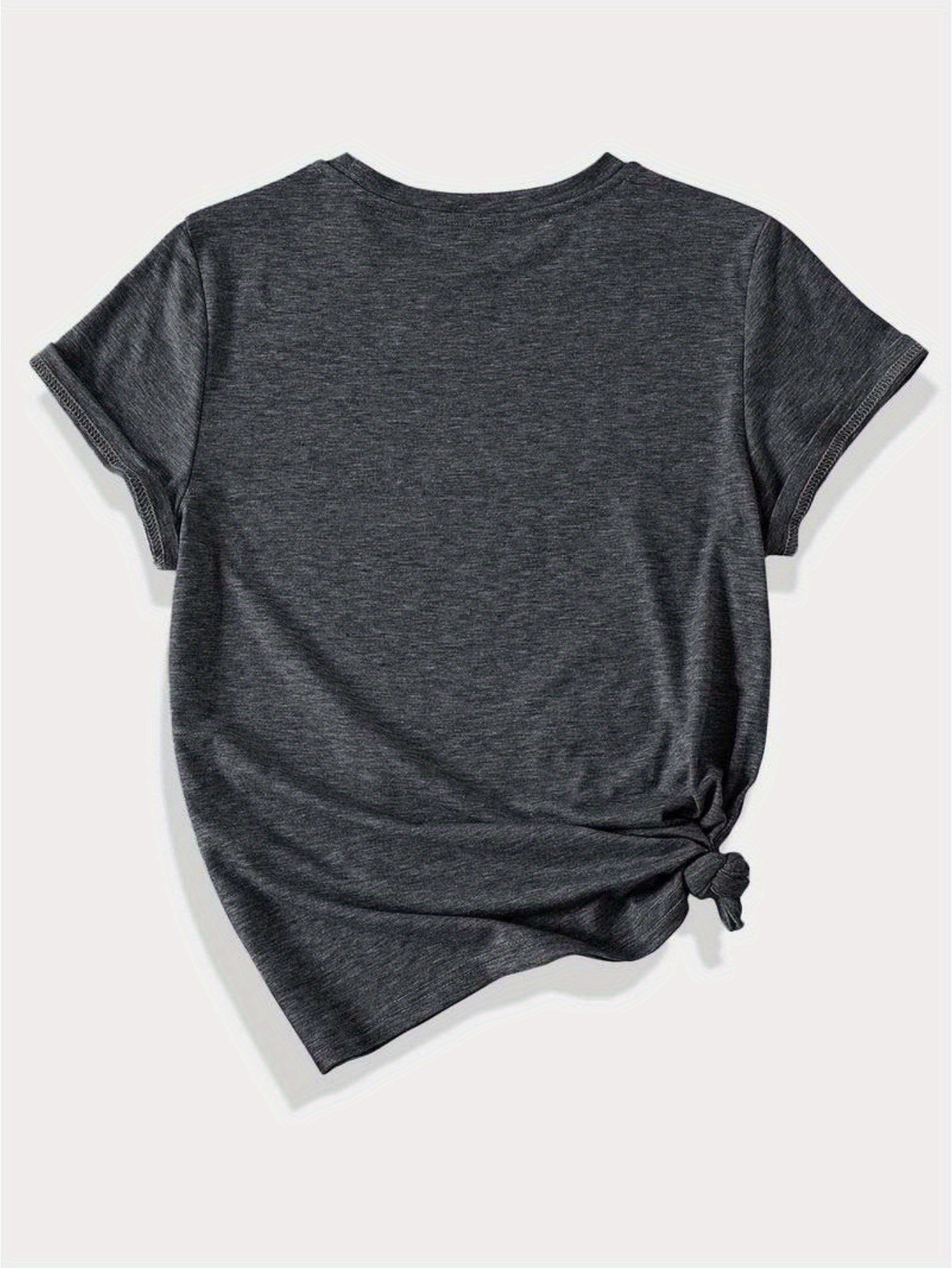 Women's Plus Size Casual T-Shirt Tropical Palm Sunset Print Short Sleeve Dark Green