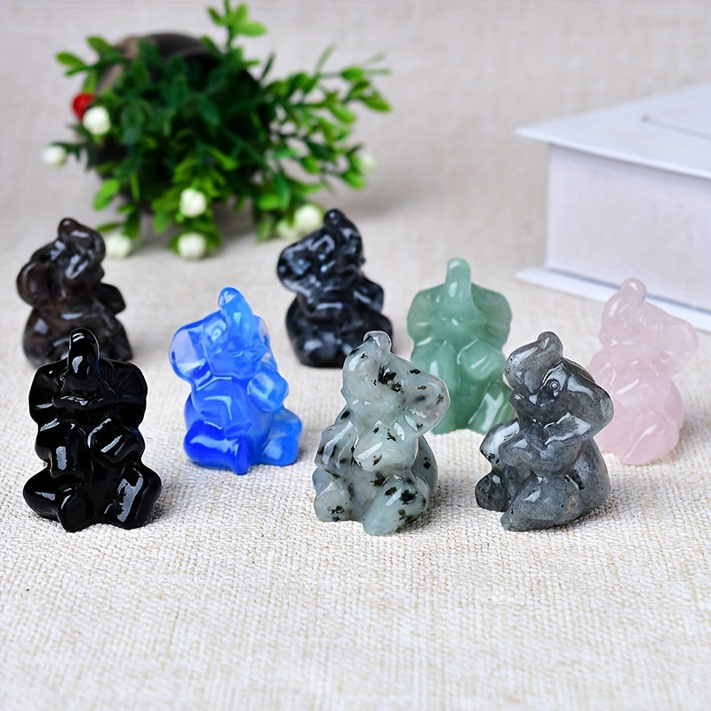 Natural Quartz Elephant Figurine for Tabletop Decor and Gift