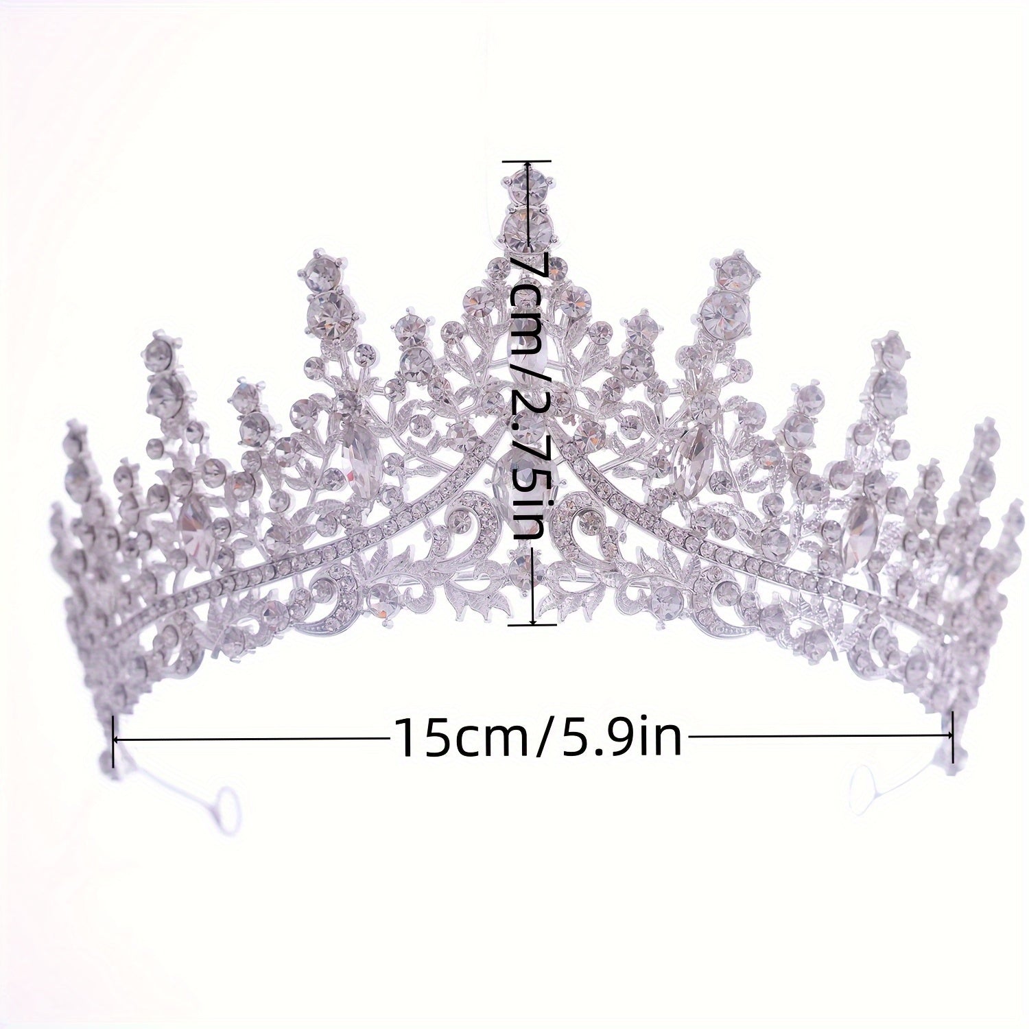 3-Piece Rhinestone Crown Necklace Earrings Set for Weddings Parties and Stage Performances