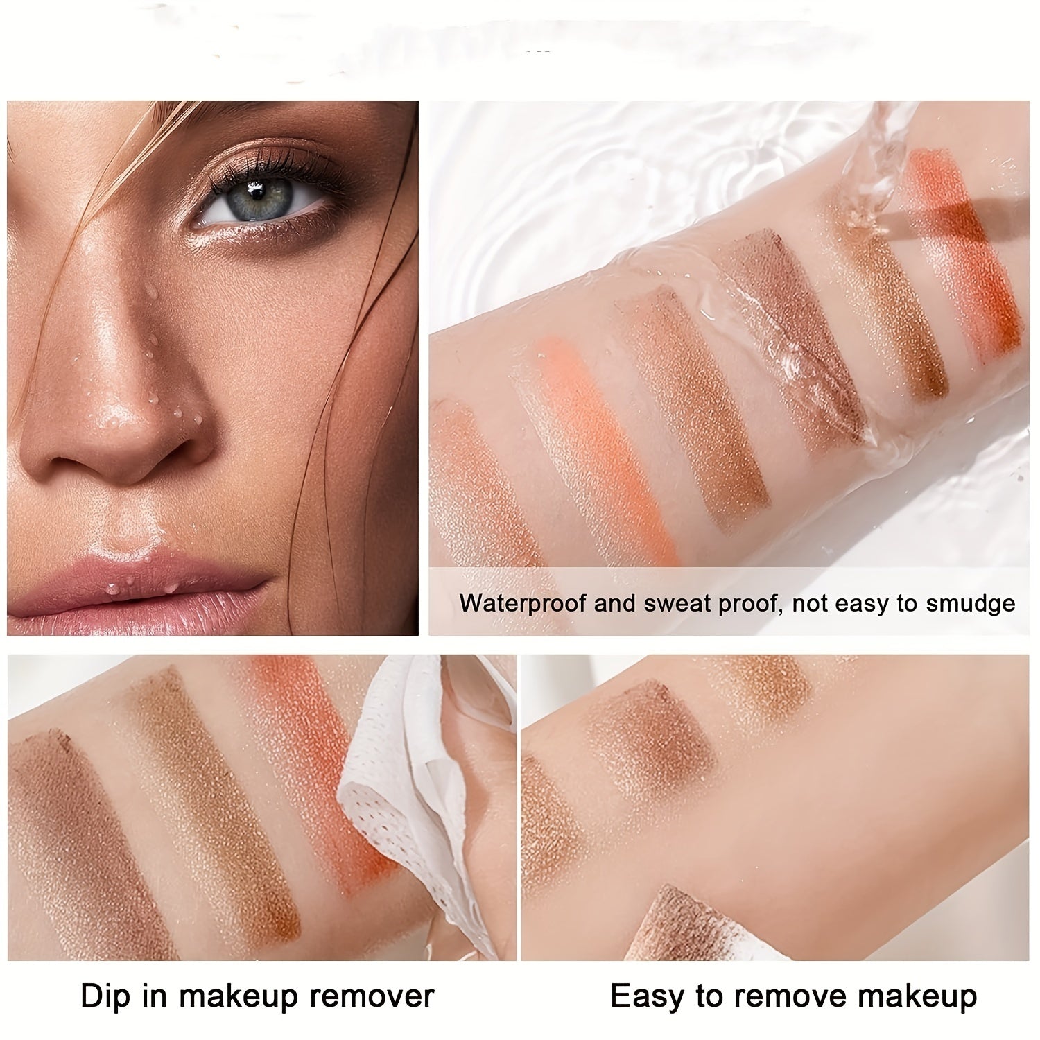 6 Pcs Eye Shadow Sticks Dual-Color Matte Satin Waterproof Makeup Kit