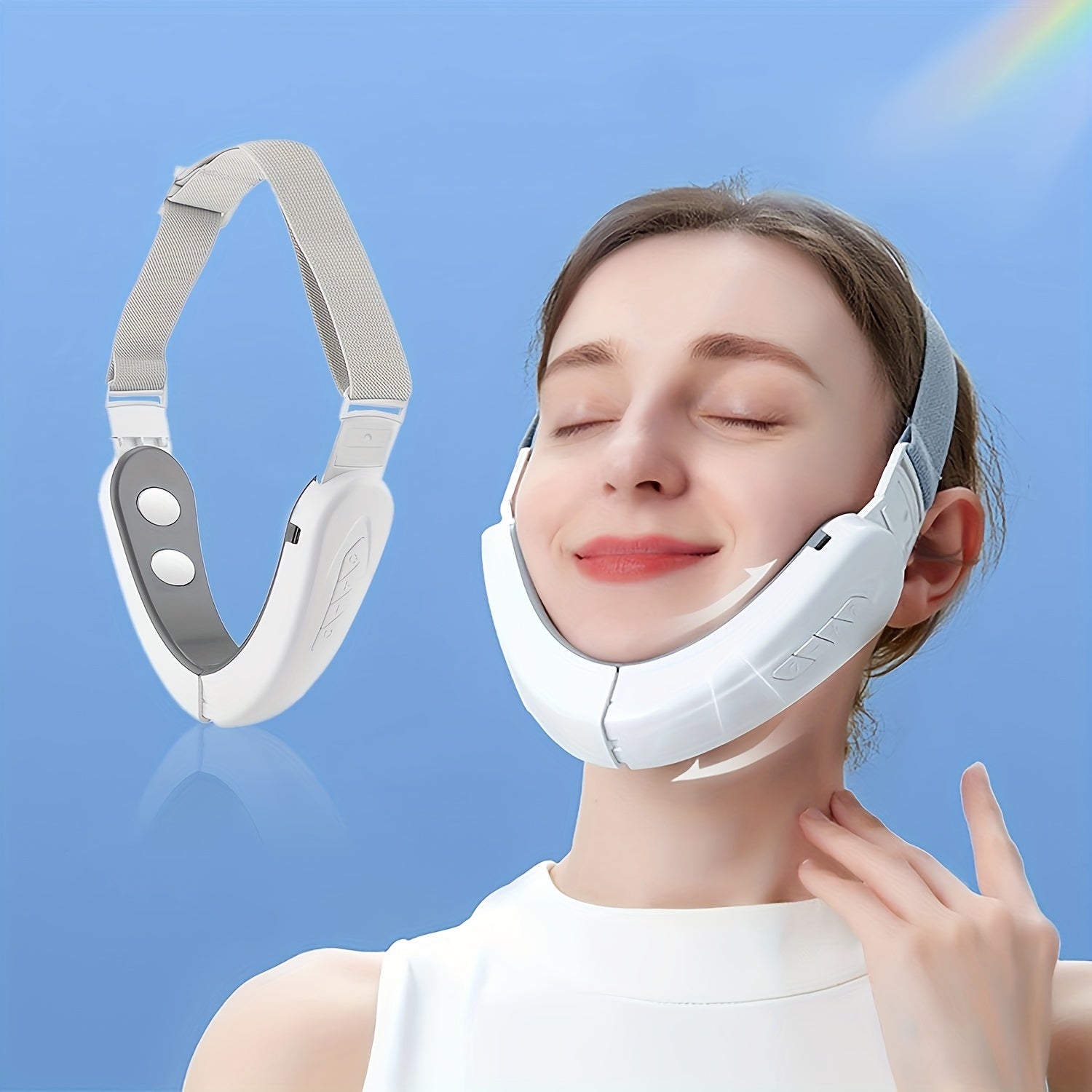 Rechargeable Facial Massager Belt with USB Charging and Gentle Vibrations for Men and Women