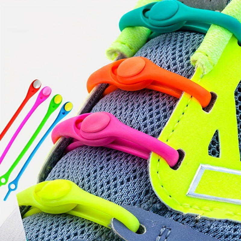 24 Pcs Silicone No-Tie Shoe Laces Elastic Sports Shoe Laces Durable Color