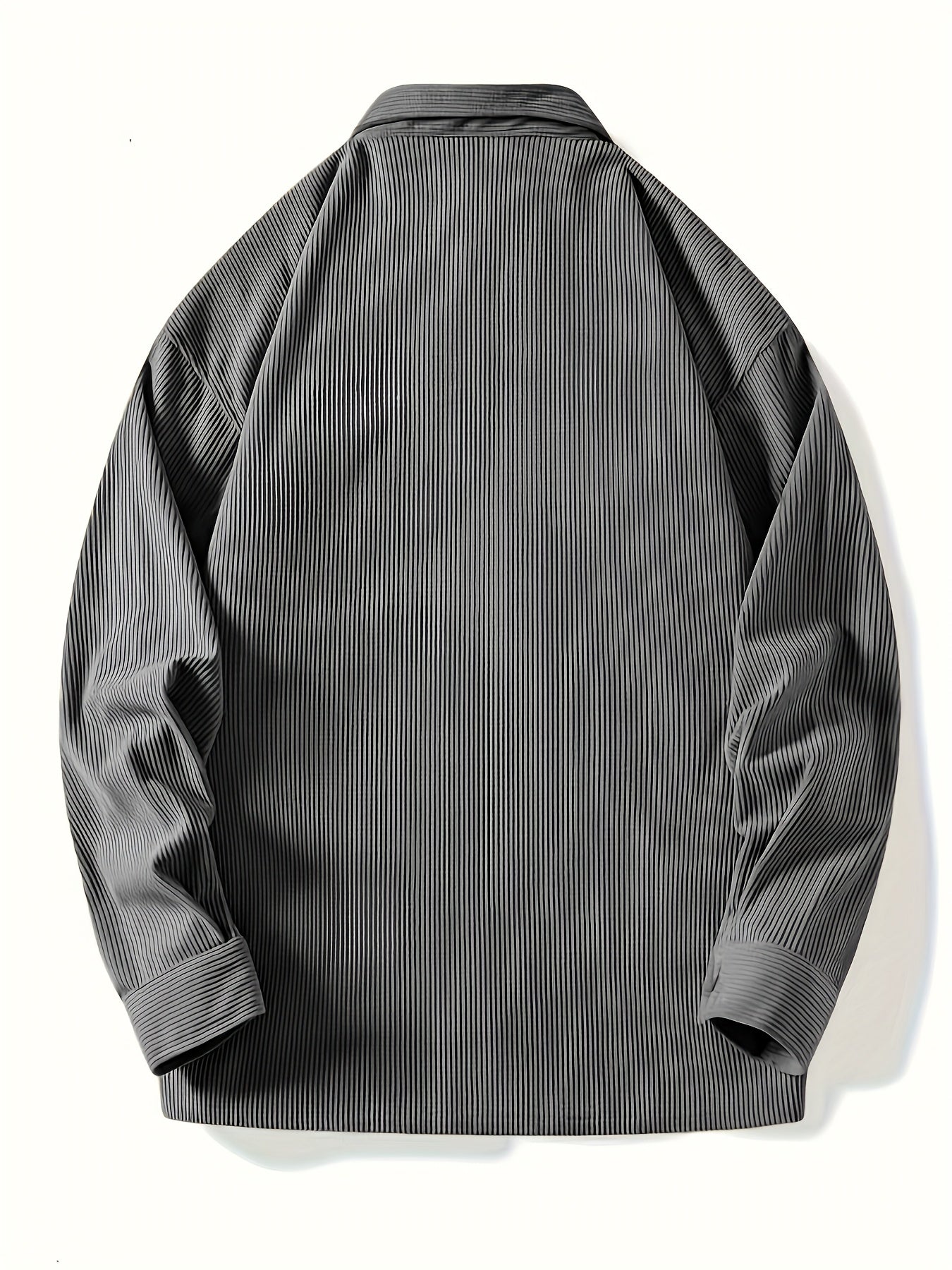 Men's Casual Corduroy Shirt Loose Fit Lapel Collar Chest Pocket 100% Polyester