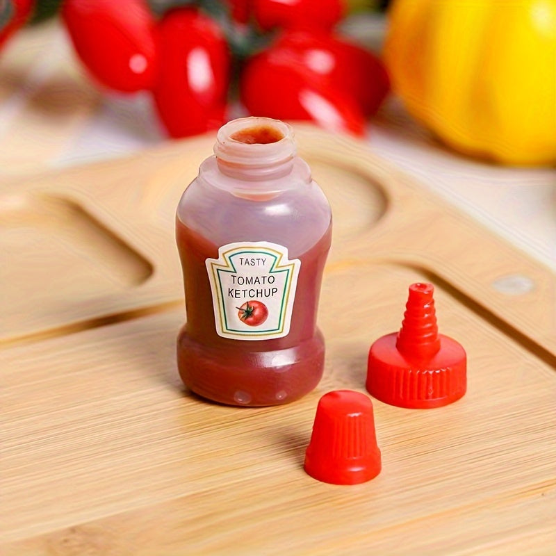 Set of 4 Mini Sauce Dispenser Bottles for Salad Ketchup Honey Soy Plastic