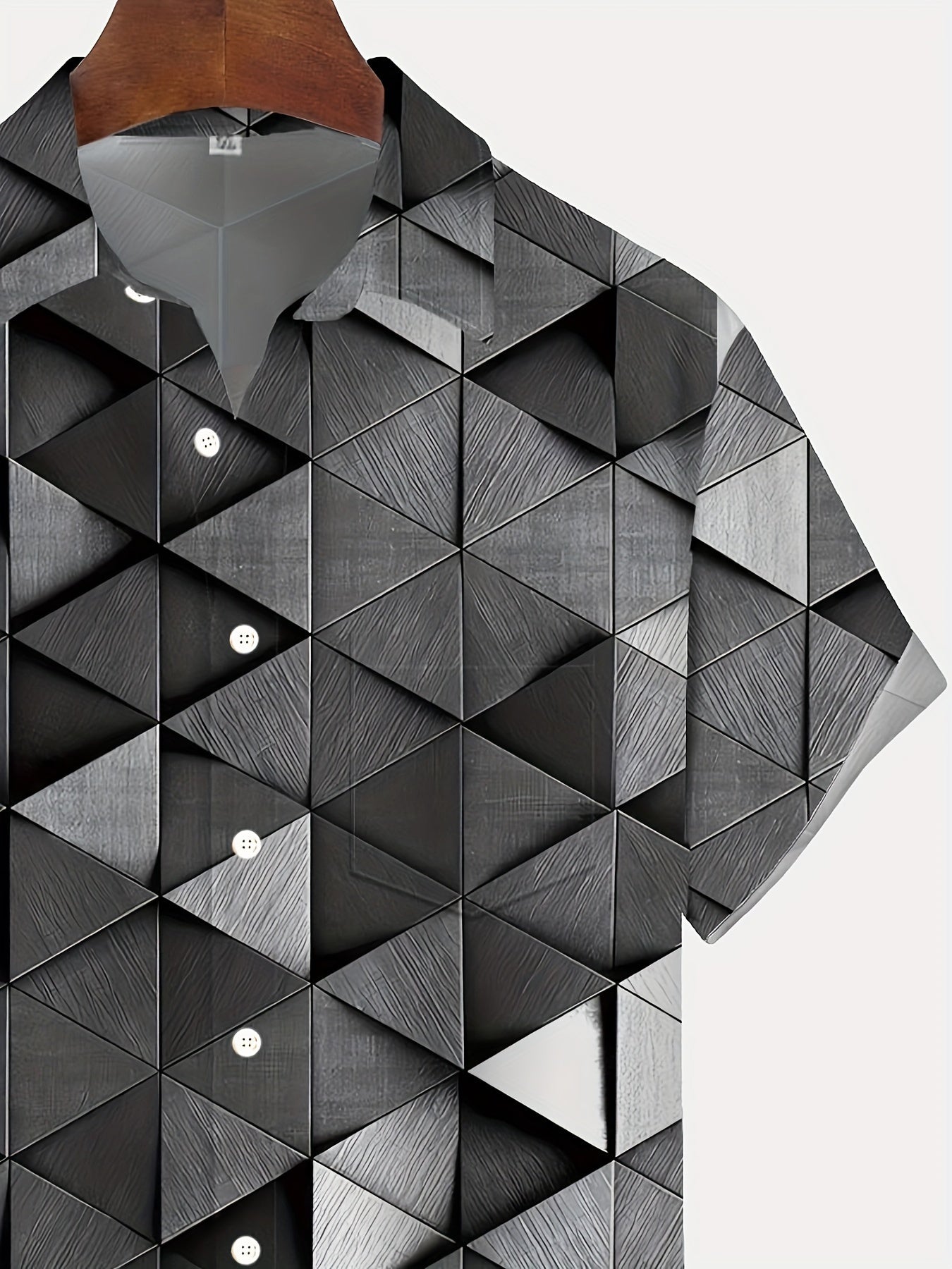 Camisa de manga corta de verano para hombre de tallas grandes con patrón geométrico tejido