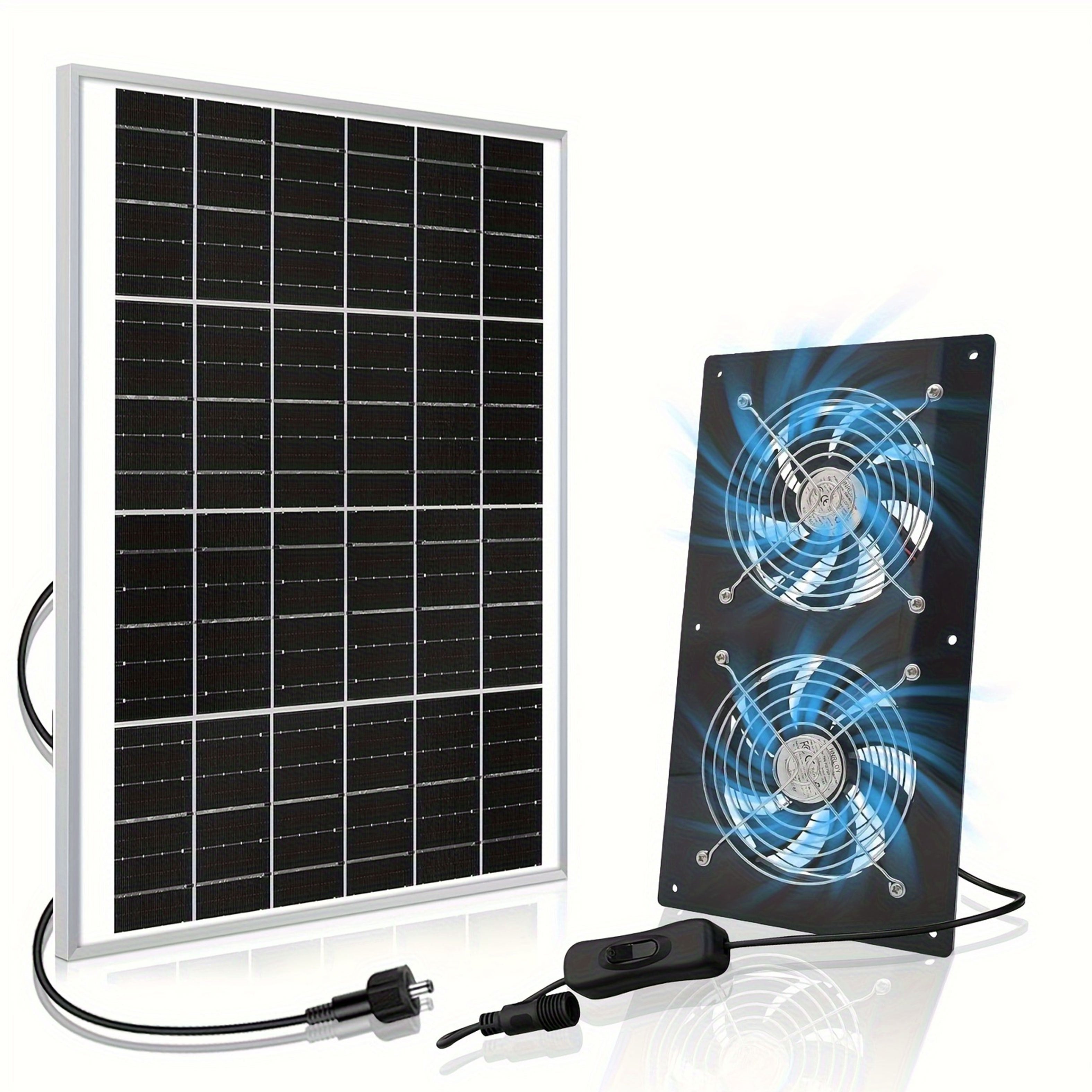 Panel solar de 15W con 2 ventiladores de escape de alta velocidad para áticos, cobertizos, caravanas y gallineros