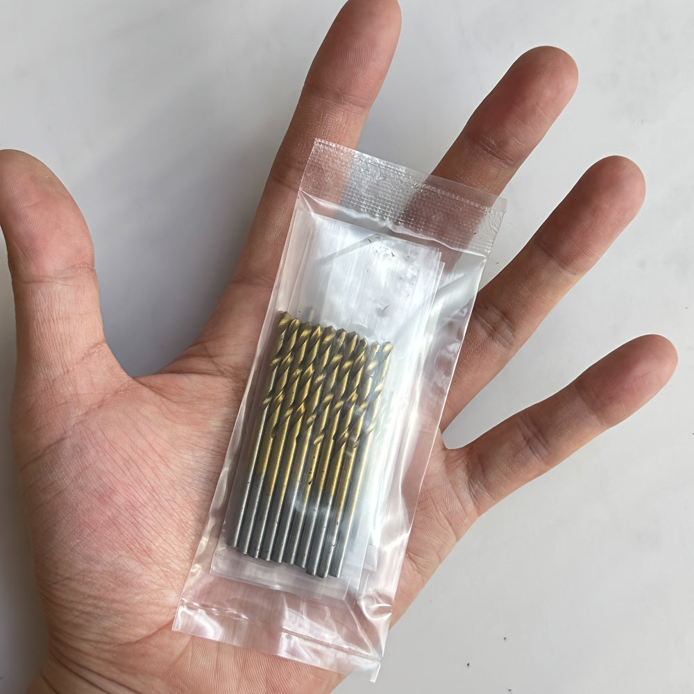 Juego de 50 brocas de titanio con vástago hexagonal, de acero de alta velocidad, resistente, en caja de almacenamiento de metal