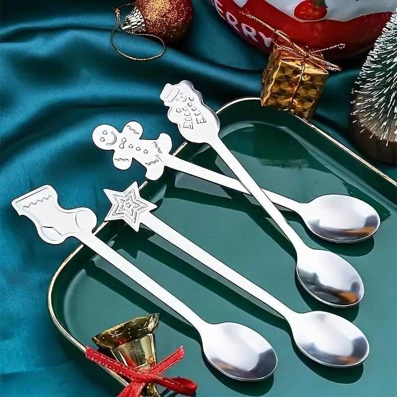 Set of 12/20 Stainless Steel Christmas Mini Spoons for Coffee Tea Cocktails