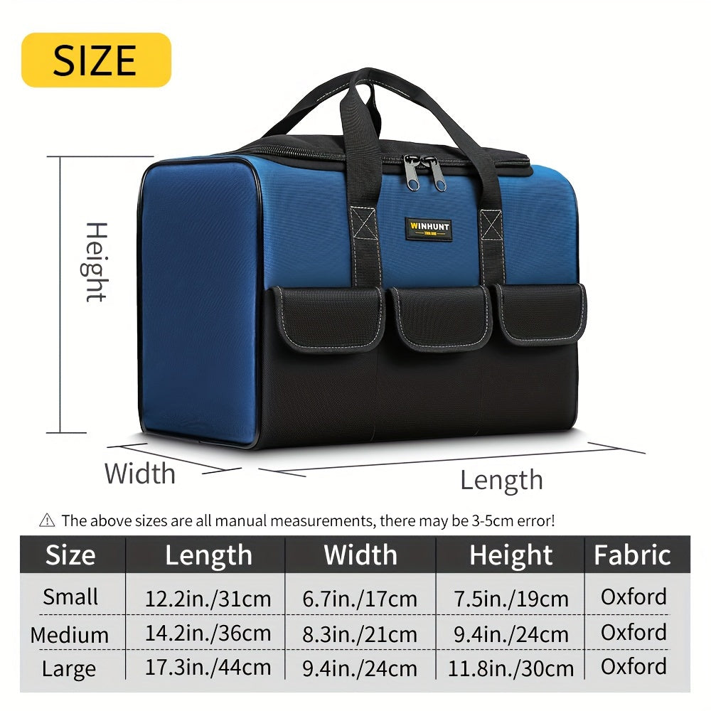 Men's Polyester Wide Mouth Tool Bag with Inside Pockets for Easy Storage and Organization