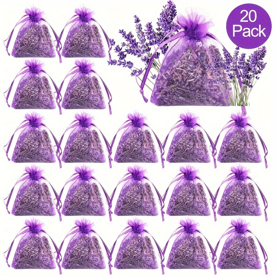 Lavender Scented Sachets with Artificial Purple Flowers for Drawers and Closets Set of 6