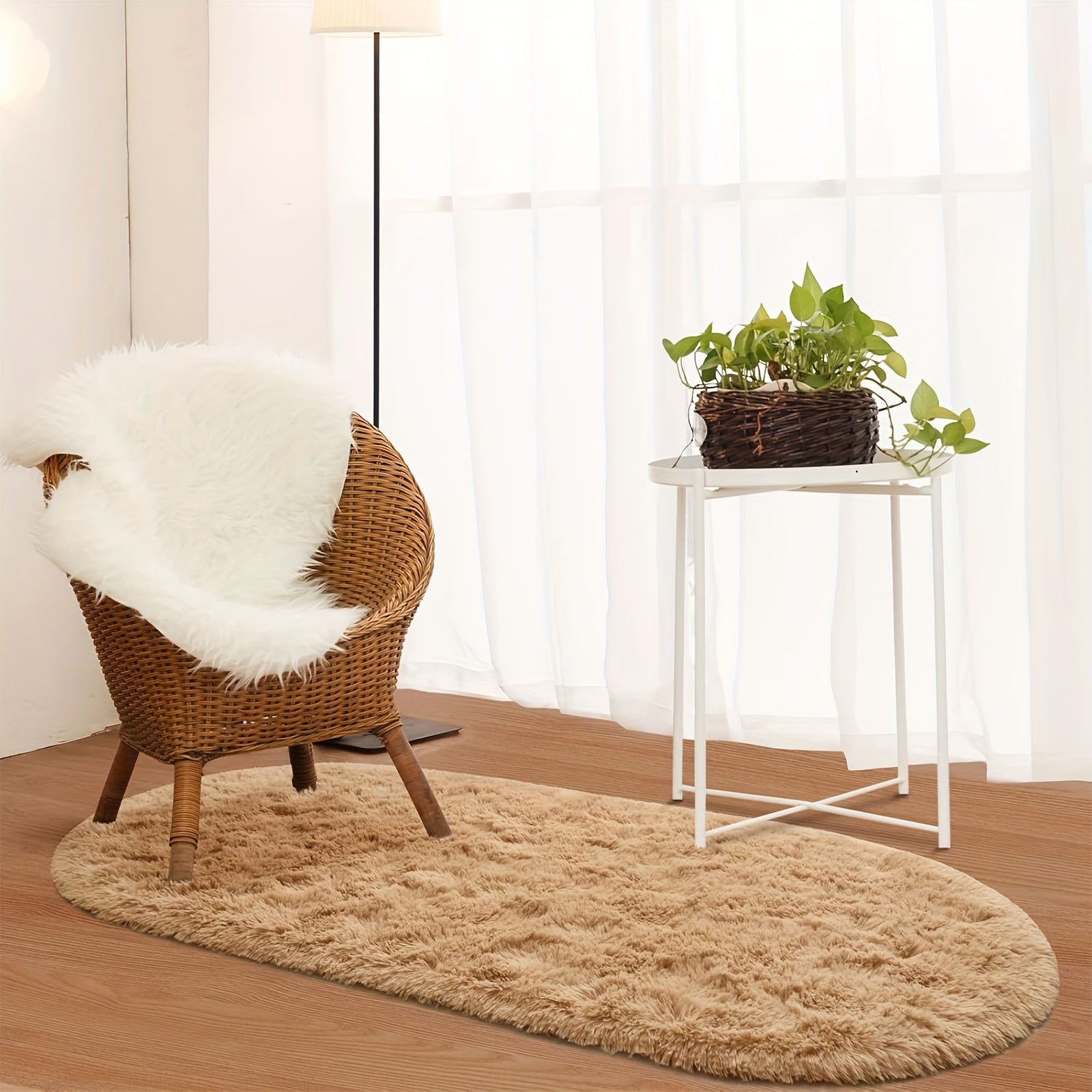 Soft Fluffy Shag Area Rug Non-Slip Machine Washable for Living Room or Bedroom