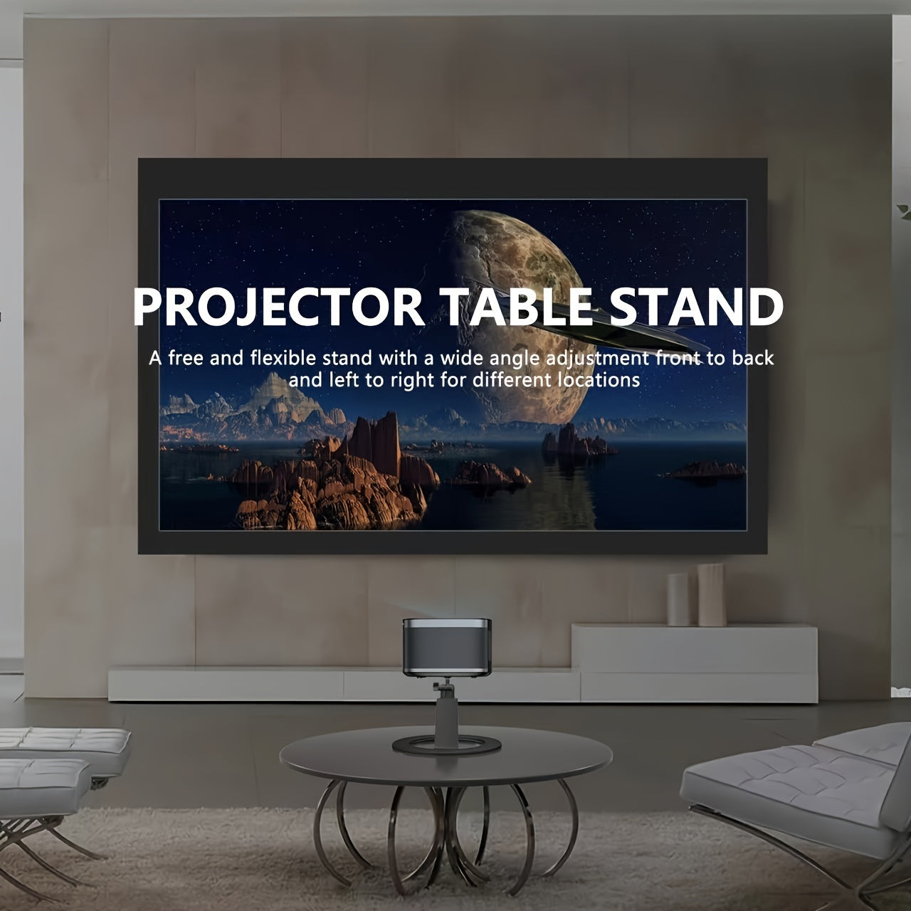 2024 Carbon Steel Projector Stand with 360-Degree Rotation Non-Slip Base Adjustable Desktop