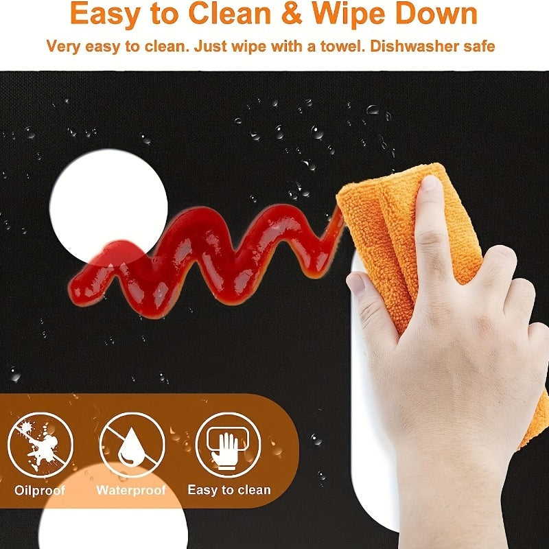 Black Gas Stove Burner Covers Set of 3 Reusable Washable PET Protects Kitchen