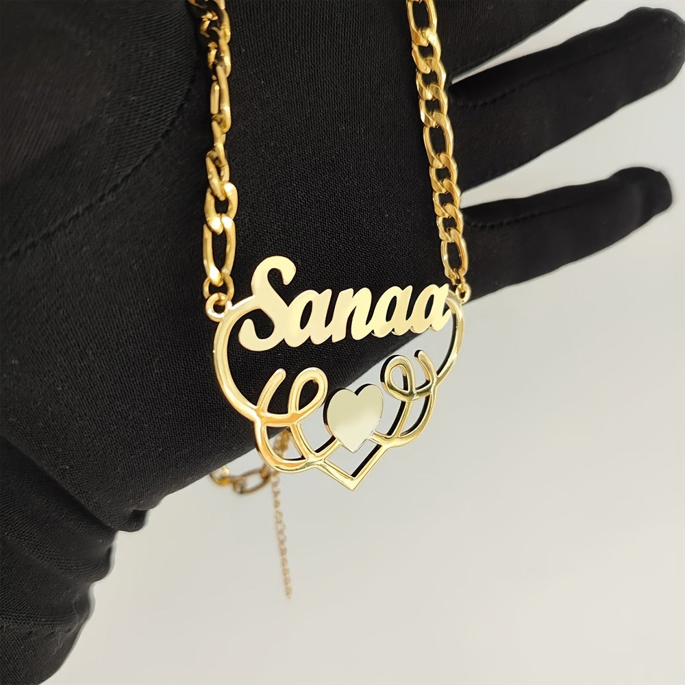 Шикарное персонализированное сердечко-ожерелье - индивидуальный подвеска из нержавеющей стали, идеально подходит для повседневной носки и нарядов - женский модный аксессуар с цепочкой Feagaro, подвеска