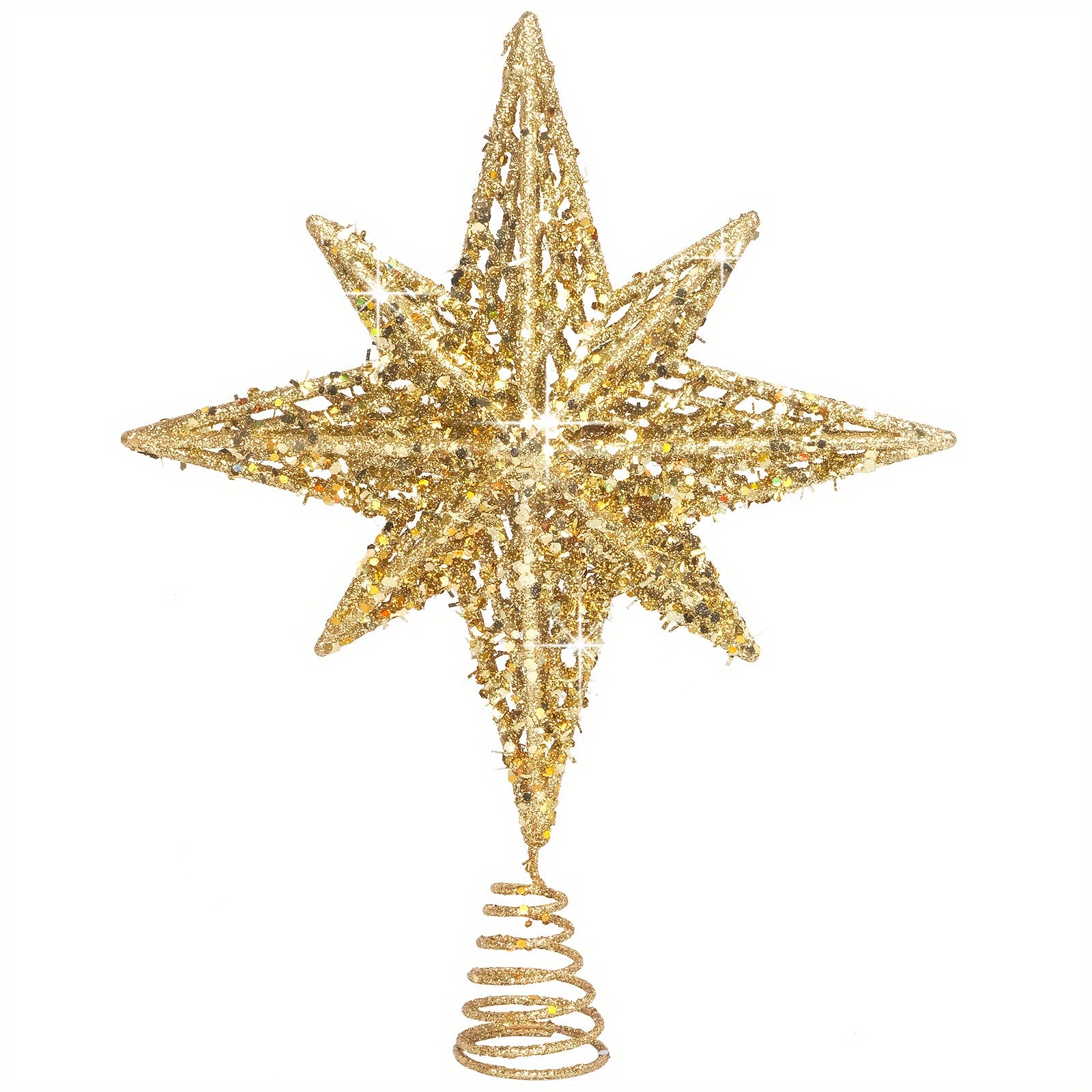 Adorno para árbol de Navidad de 8 pulgadas en oro y plata con purpurina para decoraciones en el hogar
