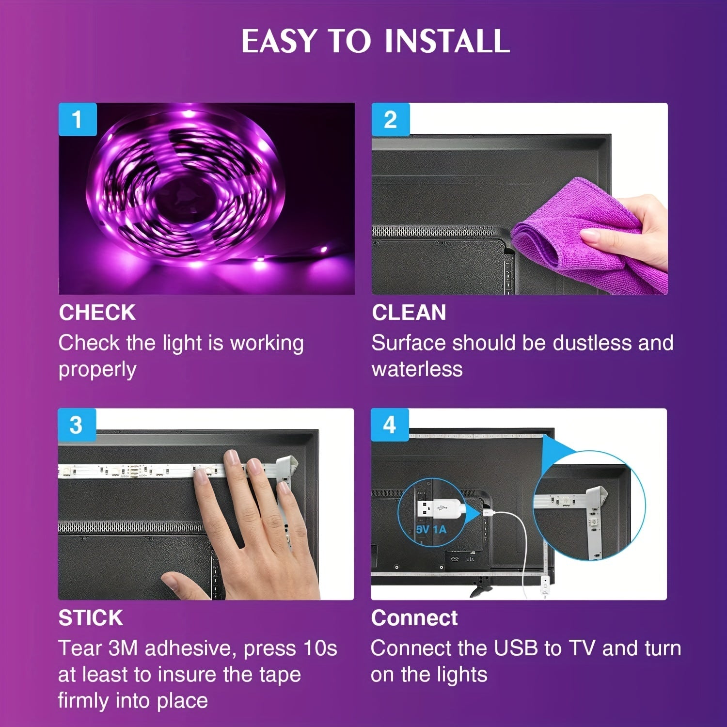 Wireless RGB LED Strip Lights with Infrared Remote Control for Living Room Decoration