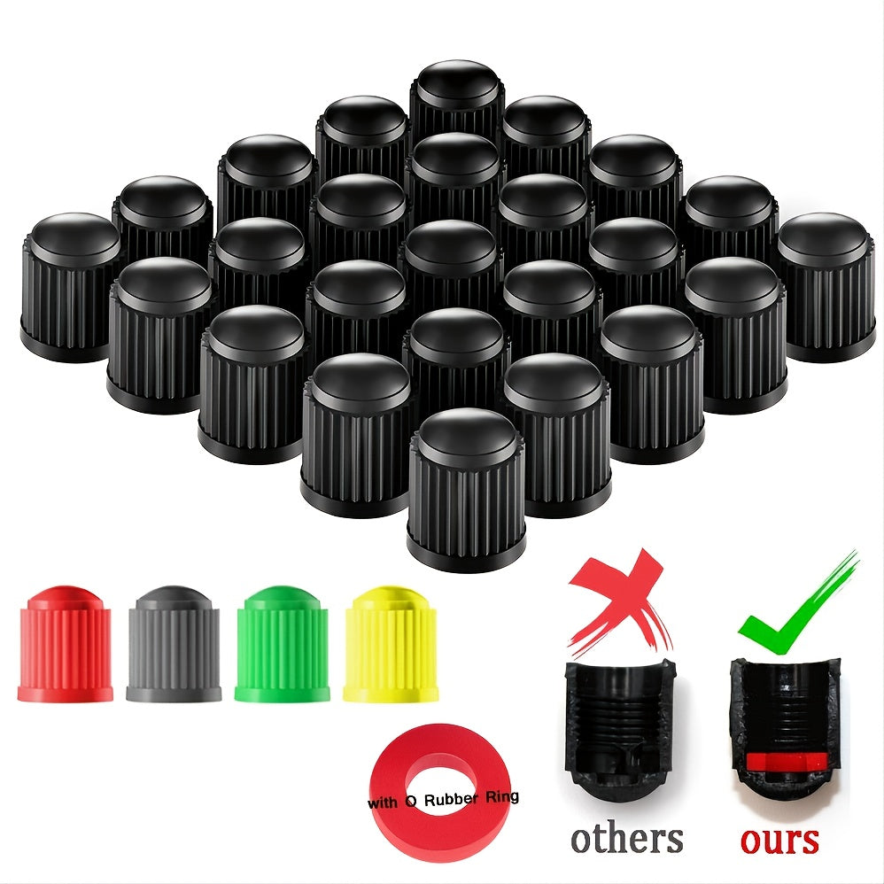 Universal Tire Valve Stem Caps With O-Ring For Cars, SUVs, Bikes, Trucks