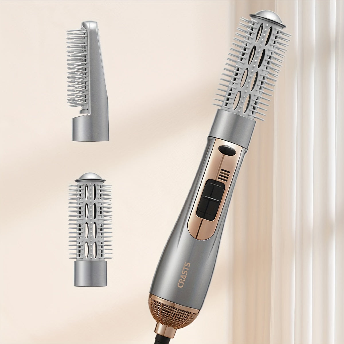 Set de cepillo secador de pelo profesional 800W Herramienta de peinado de doble función con cabezales de cepillo de repuesto para alisar y rizar