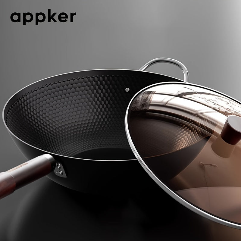 Mustahkam quyma temir wok - induksiya, elektr va gaz pechlari uchun ideal, yopishmaydigan yuzasi, uy va restoran sharoitlari uchun ko'p maqsadli oshxona anjomlari