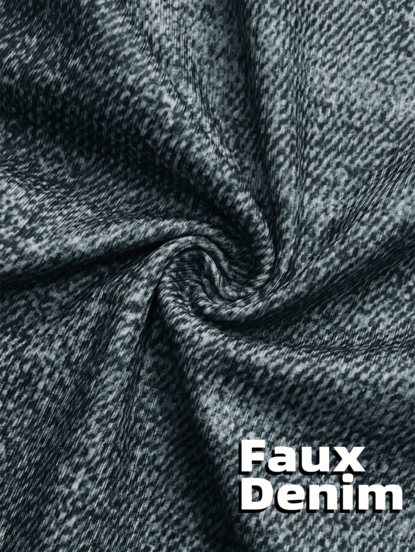 Plus Size Women's Stretchy Denim-Print Mid-Length Shorts Faux Pockets All-Season