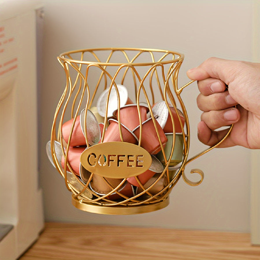 Gold Teapot Rack for Kitchen or Coffee Shop Display Storage Organizer