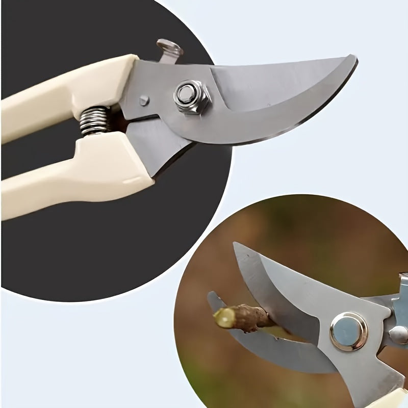 Stainless Steel Pruning Shears with Ergonomic Yellow Handle for Garden Trimming