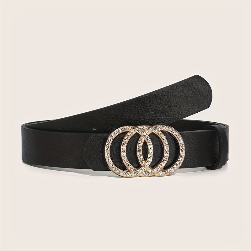 Набор из 2 ремней с камнями-стразами для женщин, черные и белые, стильные аксессуары для джинсов и платьев