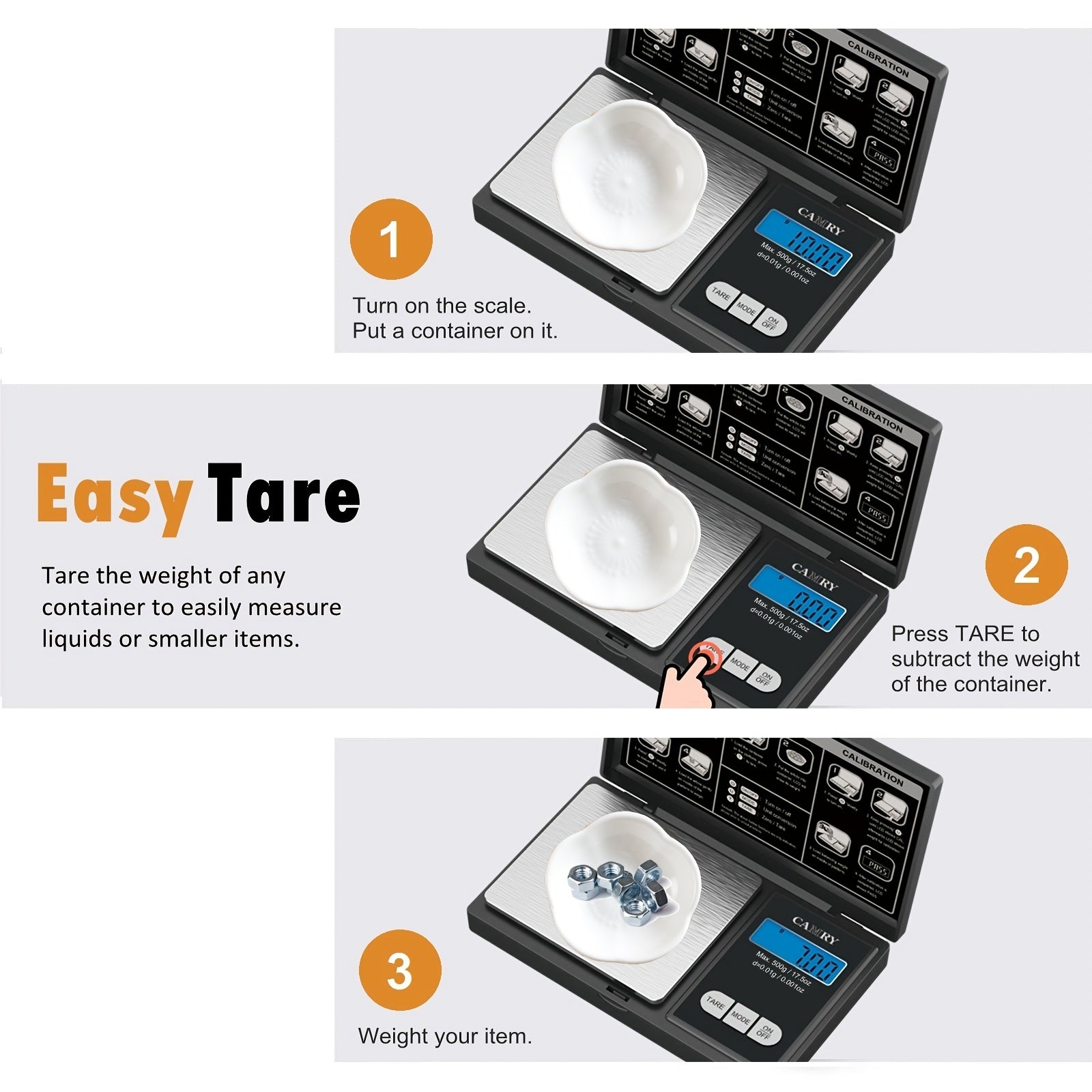 Precision Pocket Scale 0.01g 500g Capacity Food Jewelry Travel Backlit LCD