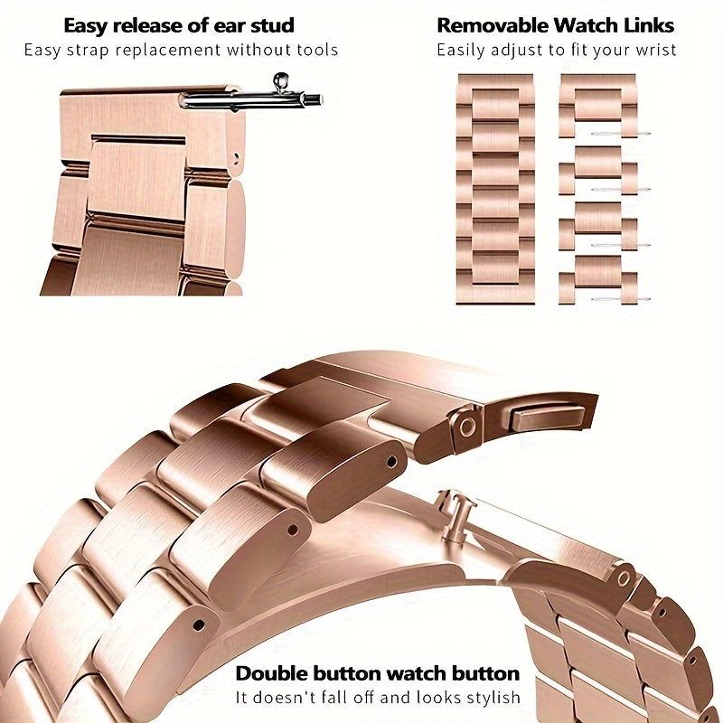 Stainless Steel Watch Band 16mm-24mm for Smartwatches and Traditional Watches Not Water Resistant