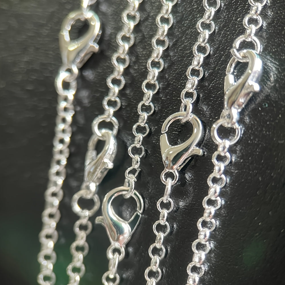 Silver Plated Link Chain Necklace Set for Jewelry Making 16-30 Inch 5 Pieces
