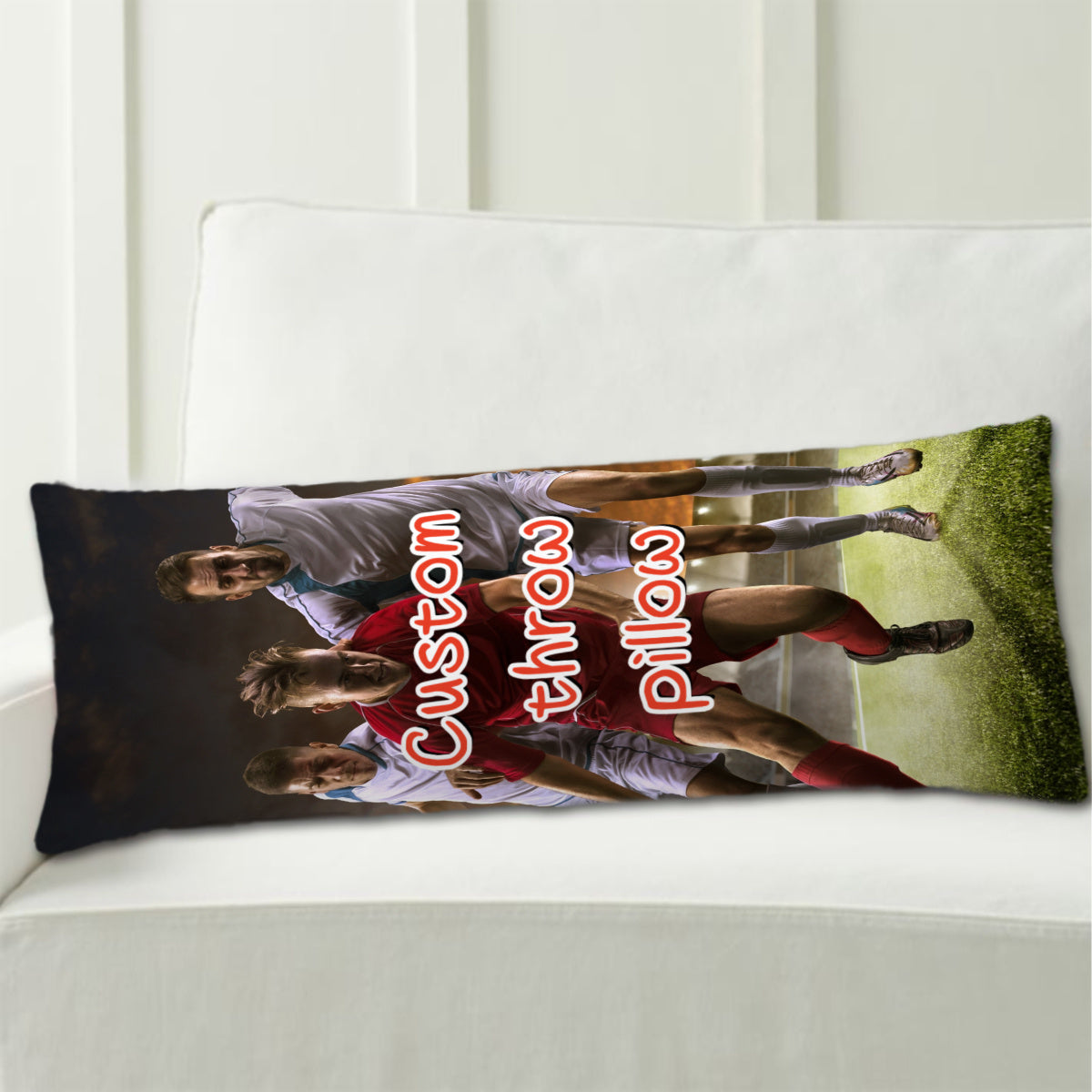 Personalized Long Body Pillow 50.8x137.2 cm with Custom Plush Throw Cover Double-Sided Printing for Anime Family Photos