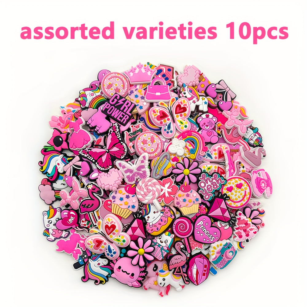 Pink Cartoon Shoe Charms for Girls PVC Animal Heart Shoe Accessories