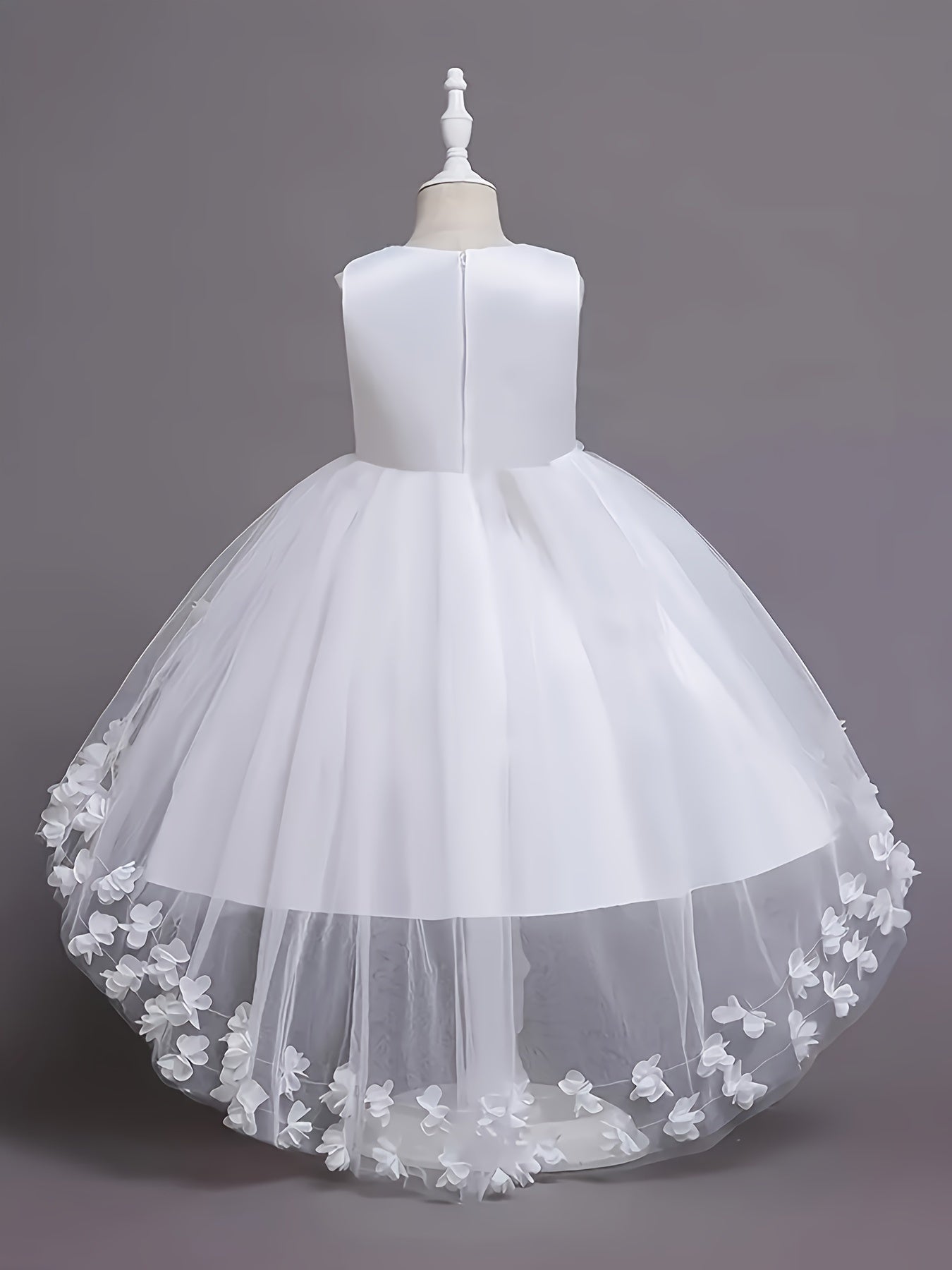 Girls Pink Princess Dress with Floral Appliqués Tulle Overlay Bow for Parties and Pageants