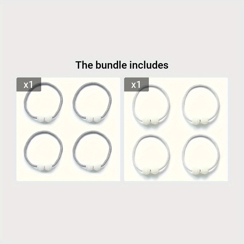 Set of Four Magnetic Curtain Tiebacks with Pearl Ball Decor for Living Room and Bedroom