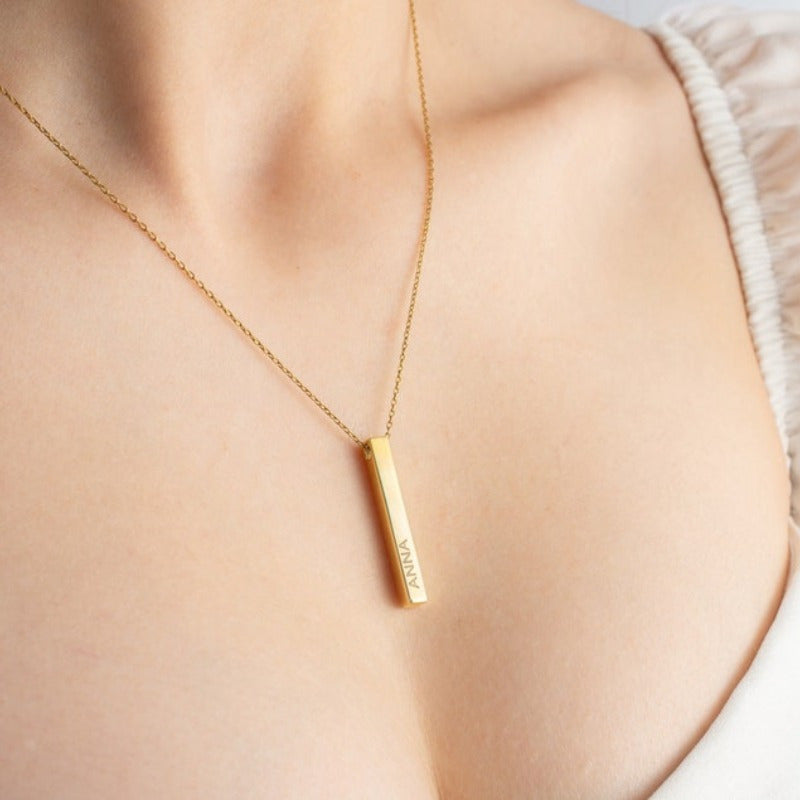 Women’s 18K Gold Plated Stainless Steel 3D Name Pendant Necklace