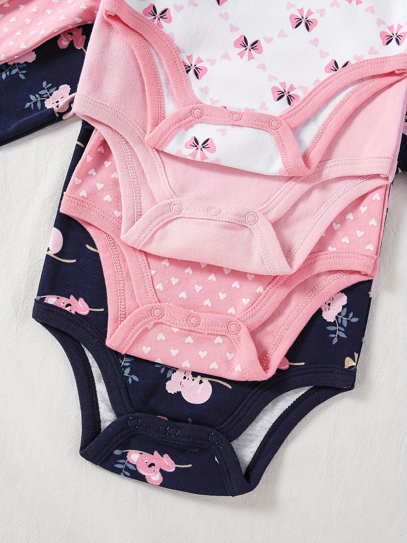 Baby Girl Cotton Jumpsuit with Koala Hearts and Bow Graphic for Newborns