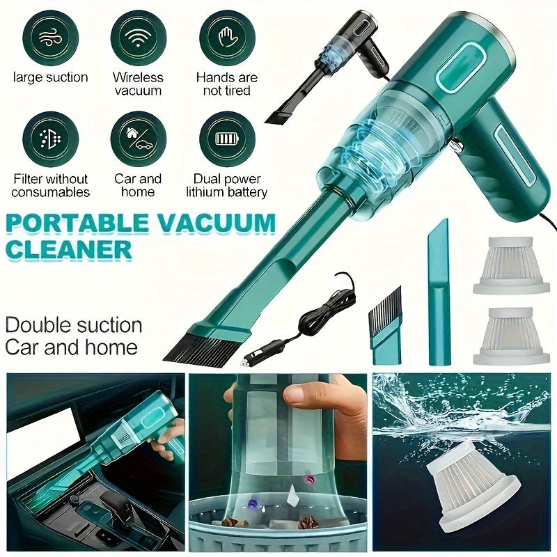 12V Car Vacuum Cleaner with Flat-Billed Bird Nozzle 3.6KPa Suction 0.1-0.2L Dust Cup Quiet 65dB