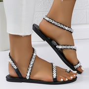 Women's Slide Sandals Casual Rhinestone Summer Beach Slip-On