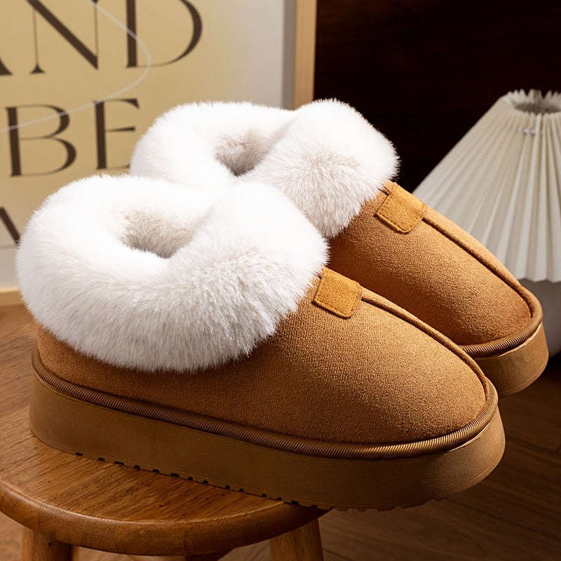 Women's Plush Lined Indoor Slippers Non-Slip Quiet Sole Solid Colors